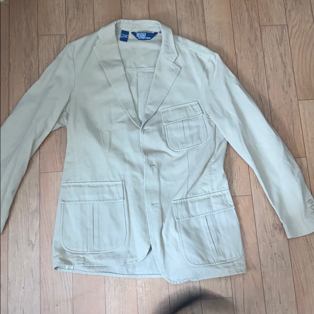 Polo Ralph Lauren Tan Khaki Blazer Jacket M EUC